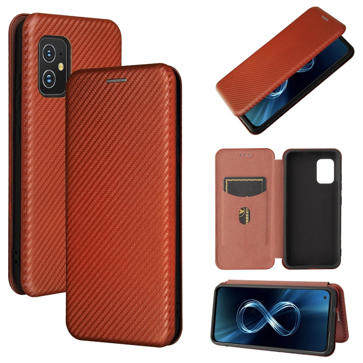 Struttura in fibra di carbonio Flip orizzontale magnetico Custodia in pelle TPU + PC + PU con slot per schede, For TCL 20S, For Asus Zenfone 8 / ZS590KS (8 Mini)