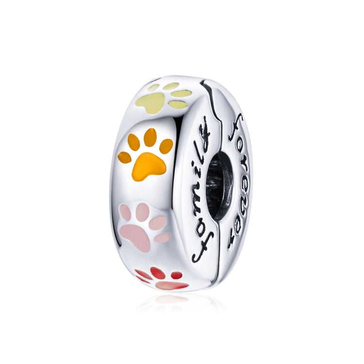 Accessori per collana braccialetto fai-da-te con perline colorate con stampa zampa in argento sterling S925, Paw Print