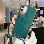 Custodia protettiva antiurto a quattro angoli in TPU galvanico con cordino, For iPhone 12