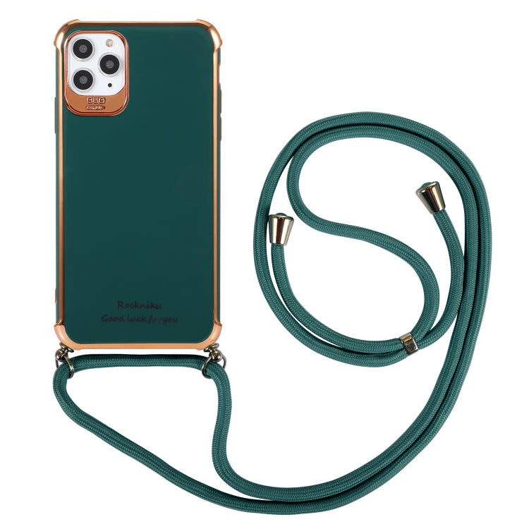 Custodia protettiva antiurto a quattro angoli in TPU galvanico con cordino, For iPhone 12