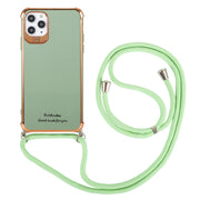 Custodia protettiva antiurto a quattro angoli in TPU galvanico con cordino, For iPhone 12