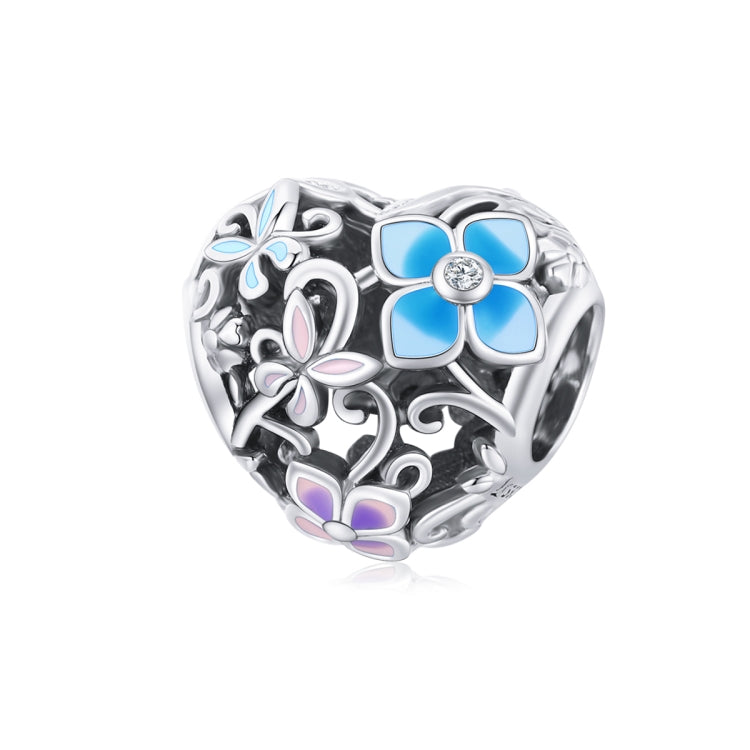 Accessori per collana braccialetto fai da te con perline di fiori a forma di cuore in argento sterling S925, Heart Flower Butterfly