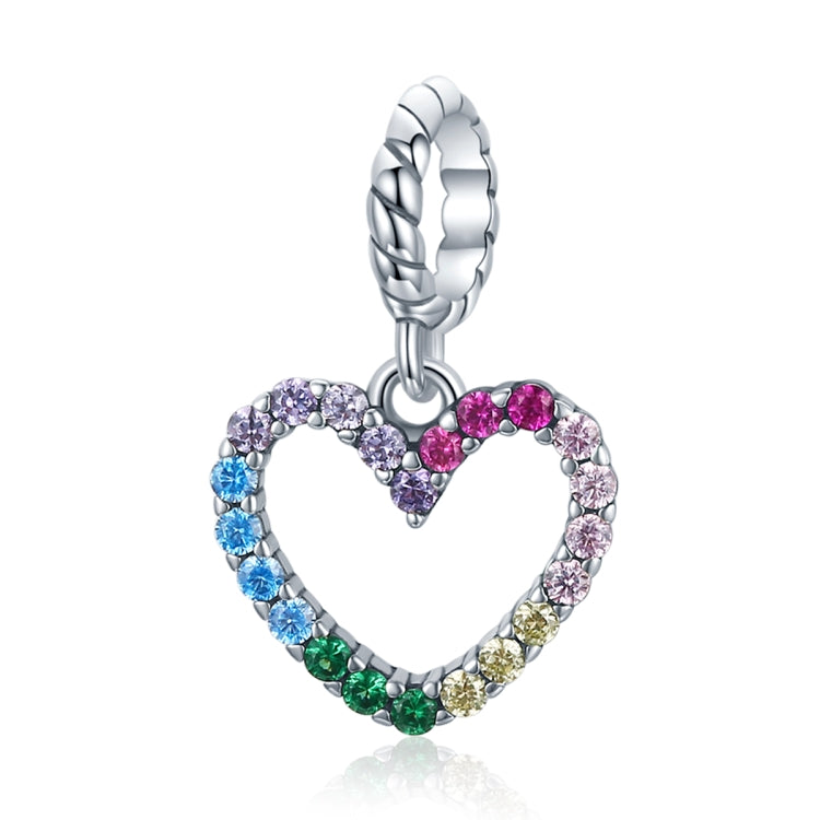 Accessori per collana braccialetto fai-da-te con ciondolo a forma di cuore arcobaleno in argento sterling S925, Rainbow Heart