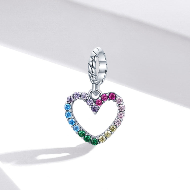 Accessori per collana braccialetto fai-da-te con ciondolo a forma di cuore arcobaleno in argento sterling S925, Rainbow Heart