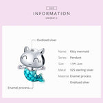 Accessori per collana braccialetto fai-da-te con perline a forma di sirena in argento sterling S925, Cat Mermaid