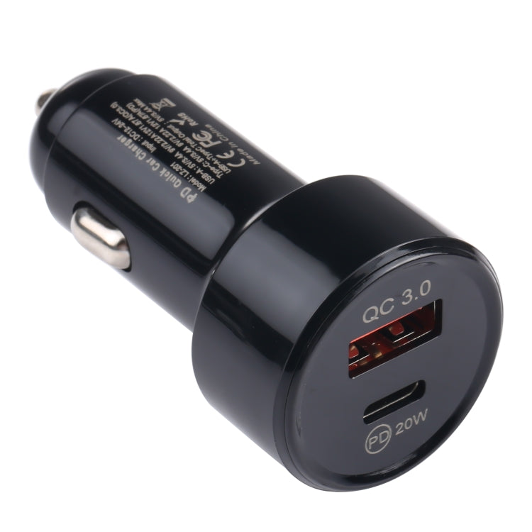 LZ-201 PD 20W USB-C / Type-C + QC 3.0 Caricatore per auto mini USB veloce