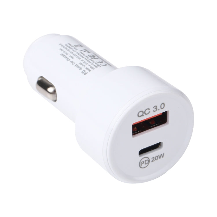LZ-201 PD 20W USB-C / Type-C + QC 3.0 Caricatore per auto mini USB veloce