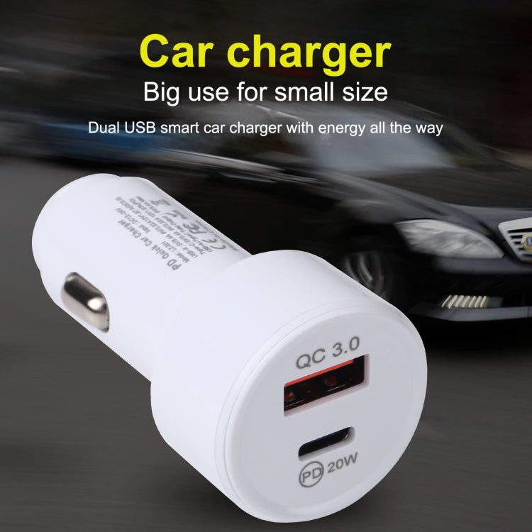LZ-201 PD 20W USB-C / Type-C + QC 3.0 Caricatore per auto mini USB veloce