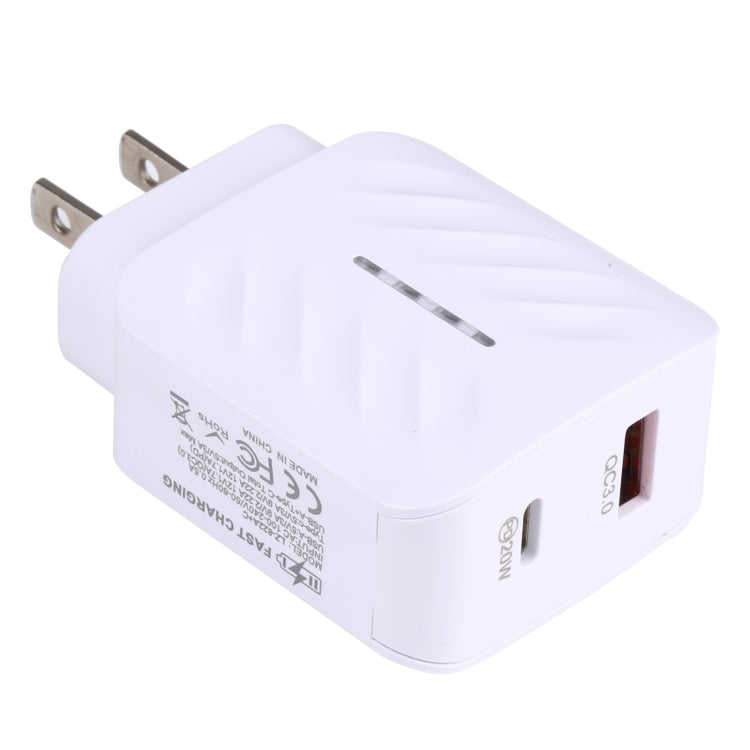 Caricatore rapido USB-C PD 20W + QC 3.0 con doppia presa
