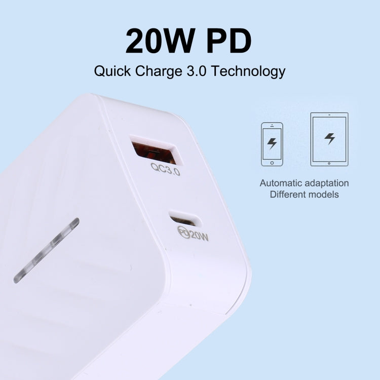Caricatore rapido USB-C PD 20W + QC 3.0 con doppia presa