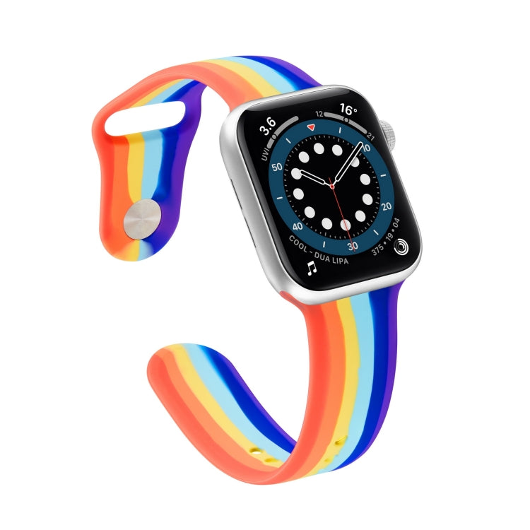 Cinturino in silicone arcobaleno per Apple Watch Series, 7 45mm / 6 & SE & 5 & 4 44mm / 3 & 2 & 1 42mm, 7 41mm / 6 & SE & 5 & 4 40mm / 3 & 2 & 1 38mm