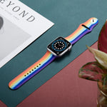 Cinturino in silicone arcobaleno per Apple Watch Series, 7 45mm / 6 & SE & 5 & 4 44mm / 3 & 2 & 1 42mm, 7 41mm / 6 & SE & 5 & 4 40mm / 3 & 2 & 1 38mm