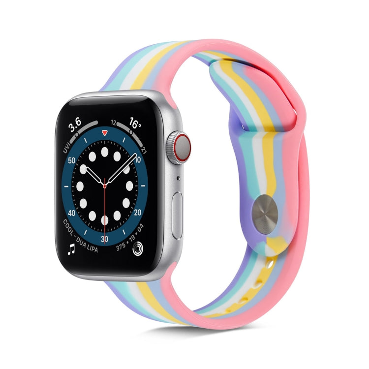 Cinturino in silicone arcobaleno per Apple Watch Series, 7 45mm / 6 & SE & 5 & 4 44mm / 3 & 2 & 1 42mm, 7 41mm / 6 & SE & 5 & 4 40mm / 3 & 2 & 1 38mm