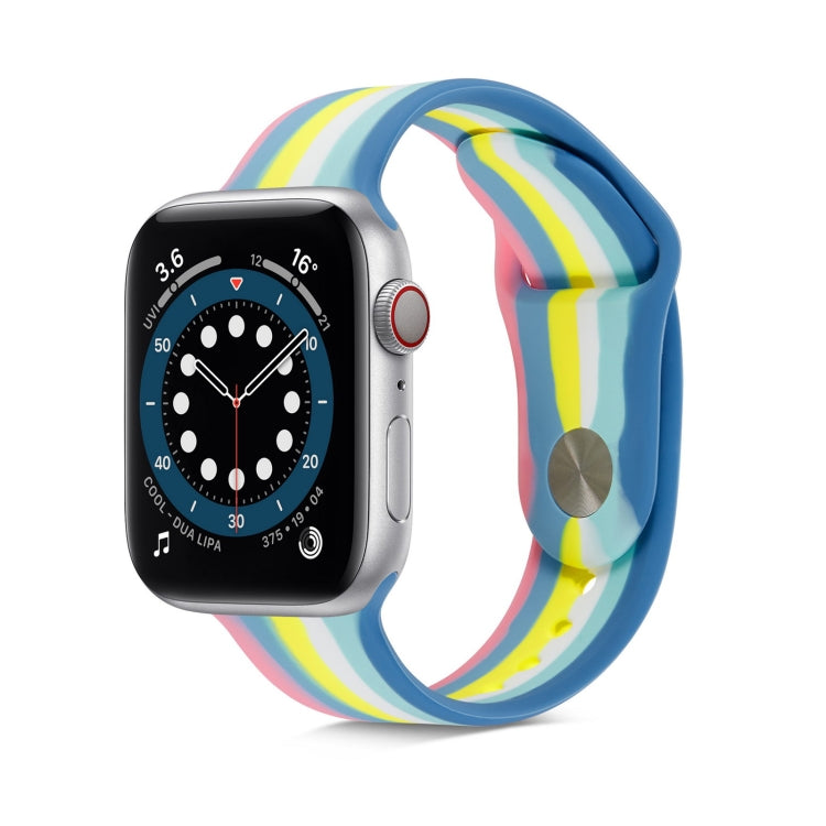 Cinturino in silicone arcobaleno per Apple Watch Series, 7 45mm / 6 & SE & 5 & 4 44mm / 3 & 2 & 1 42mm, 7 41mm / 6 & SE & 5 & 4 40mm / 3 & 2 & 1 38mm