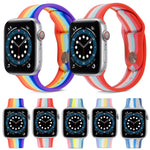 Cinturino in silicone arcobaleno per Apple Watch Series, 7 45mm / 6 & SE & 5 & 4 44mm / 3 & 2 & 1 42mm, 7 41mm / 6 & SE & 5 & 4 40mm / 3 & 2 & 1 38mm