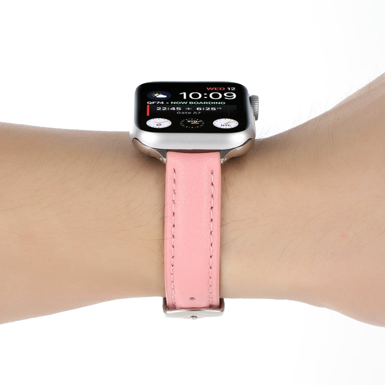 Cinturino sottile in vera pelle da 14 mm per Apple Watch Series, 7 45mm / 6 & SE & 5 & 4 44mm / 3 & 2 & 1 42mm, 7 41mm / 6 & SE & 5 & 4 40mm / 3 & 2 & 1 38mm
