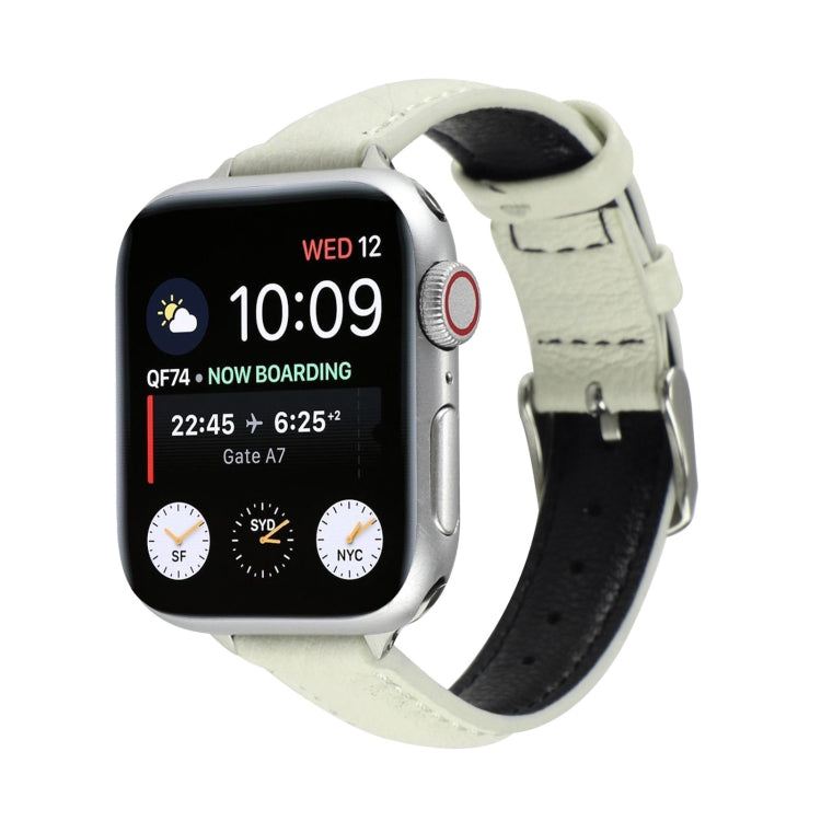 Cinturino sottile in vera pelle da 14 mm per Apple Watch Series, 7 45mm / 6 & SE & 5 & 4 44mm / 3 & 2 & 1 42mm, 7 41mm / 6 & SE & 5 & 4 40mm / 3 & 2 & 1 38mm