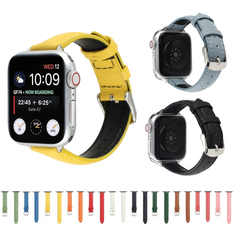 Cinturino sottile in vera pelle da 14 mm per Apple Watch Series, 7 45mm / 6 & SE & 5 & 4 44mm / 3 & 2 & 1 42mm, 7 41mm / 6 & SE & 5 & 4 40mm / 3 & 2 & 1 38mm