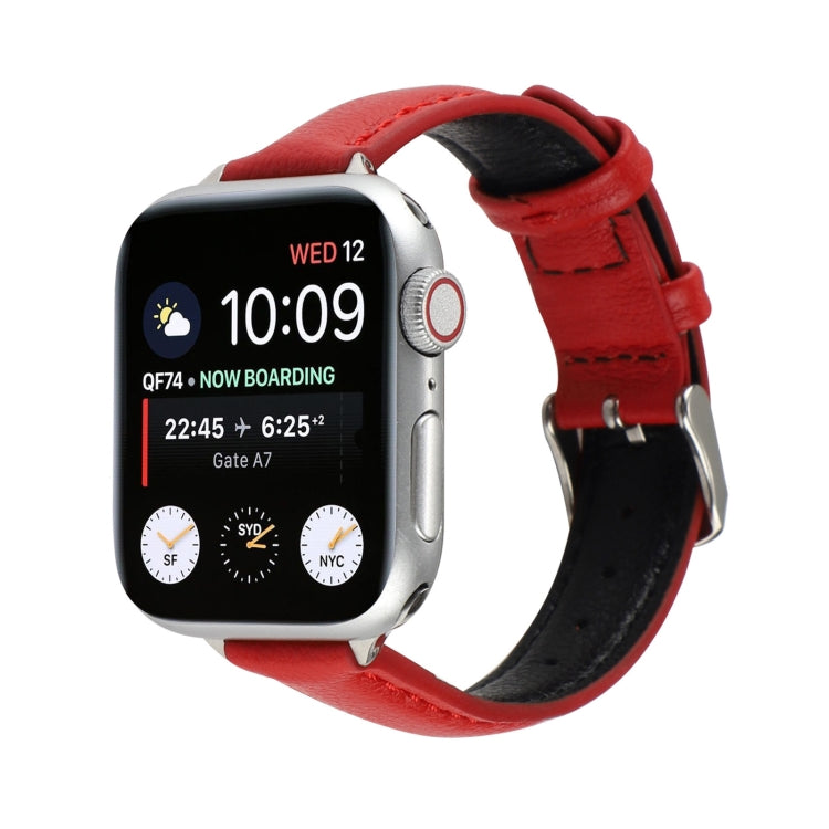 Cinturino sottile in vera pelle da 14 mm per Apple Watch Series, 7 45mm / 6 & SE & 5 & 4 44mm / 3 & 2 & 1 42mm, 7 41mm / 6 & SE & 5 & 4 40mm / 3 & 2 & 1 38mm