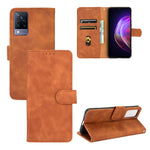 Tinta unita Skin Feel Fibbia magnetica Flip orizzontale Custodia in pelle PU con struttura in vitello con supporto e slot per schede e portafoglio, For TCL 20 SE, For vivo V21, For vivo Y72 5G / iQOO Z3 5G, For Motorola Moto G60 / G40 Fusion