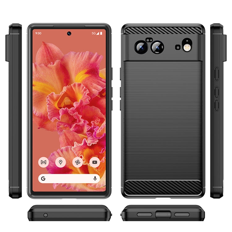 Custodia in TPU in fibra di carbonio con trama spazzolata, For Google Pixel 6, For Google Pixel 6 Pro