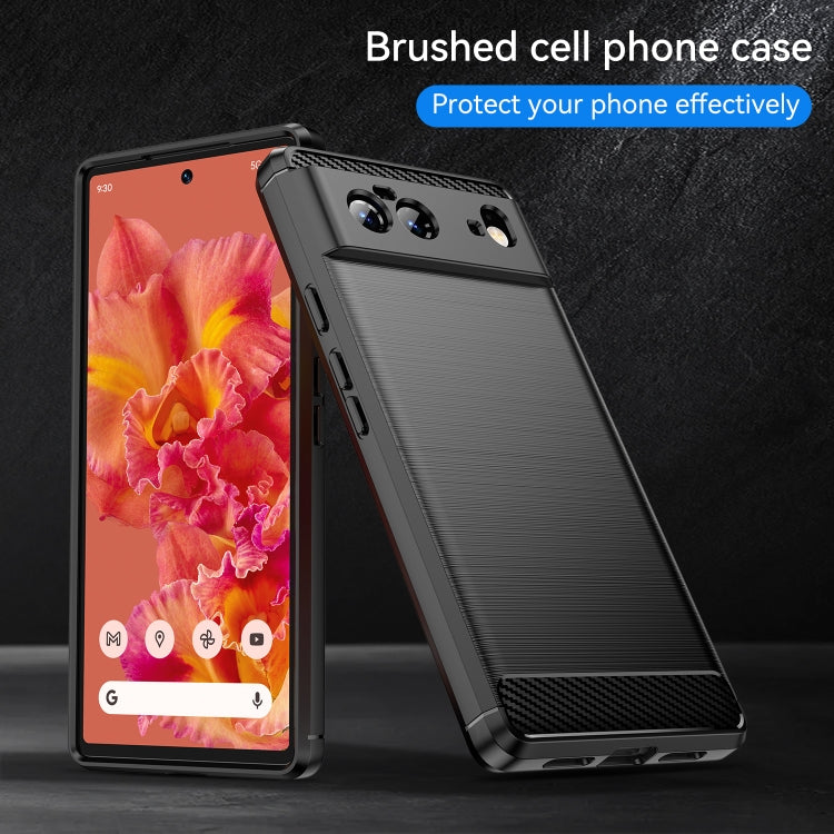 Custodia in TPU in fibra di carbonio con trama spazzolata, For Google Pixel 6, For Google Pixel 6 Pro