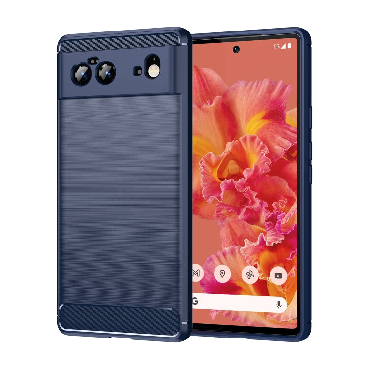 Custodia in TPU in fibra di carbonio con trama spazzolata, For Google Pixel 6, For Google Pixel 6 Pro