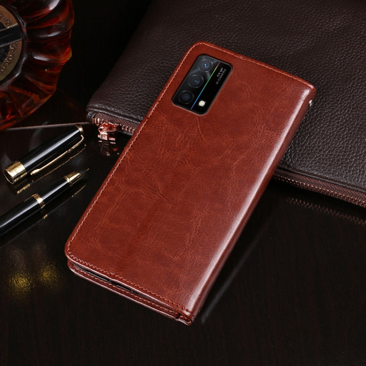 idewei Custodia in pelle a vibrazione orizzontale Crazy Horse Texture con supporto e slot per carte e portafoglio, For OPPO K9 5G, For OPPO Realme Narzo 30A, For OPPO Reno5 A Japanese Version