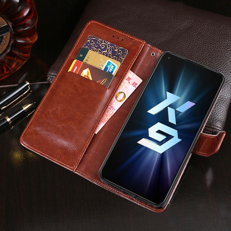 idewei Custodia in pelle a vibrazione orizzontale Crazy Horse Texture con supporto e slot per carte e portafoglio, For OPPO K9 5G, For OPPO Realme Narzo 30A, For OPPO Reno5 A Japanese Version