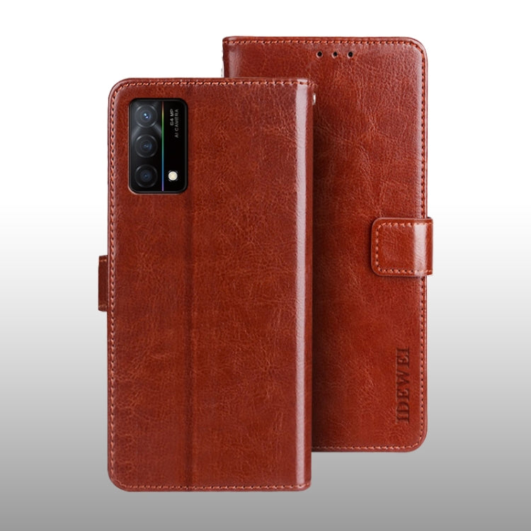 idewei Custodia in pelle a vibrazione orizzontale Crazy Horse Texture con supporto e slot per carte e portafoglio, For OPPO K9 5G, For OPPO Realme Narzo 30A, For OPPO Reno5 A Japanese Version