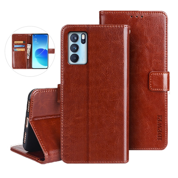 idewei Custodia in pelle a vibrazione orizzontale Crazy Horse Texture con supporto e slot per carte e portafoglio, For OPPO Reno 6 Pro, For OPPO Reno 6 Pro 5G, For vivo X60 /  X60 (Curved Screen Version), For OPPO Reno5 A (Japanese Version)
