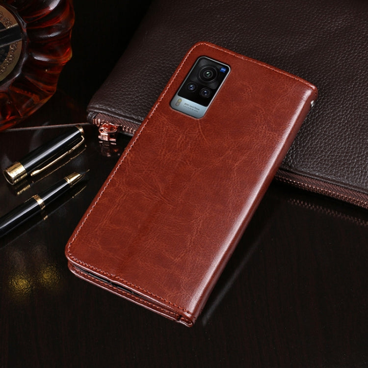 idewei Custodia in pelle a vibrazione orizzontale Crazy Horse Texture con supporto e slot per carte e portafoglio, For vivo X60 /  X60 Curved Screen Version