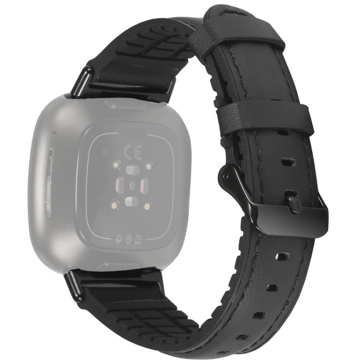 Cinturino in pelle con ricambio silicone per Fitbit Versa 3