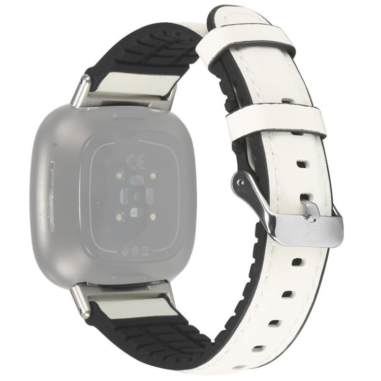 Cinturino in pelle + cinturino di ricambio in silicone, For Fitbit Versa 3