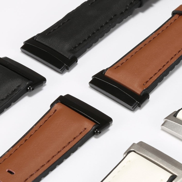 Cinturino in pelle + cinturino di ricambio in silicone, For Fitbit Versa 3