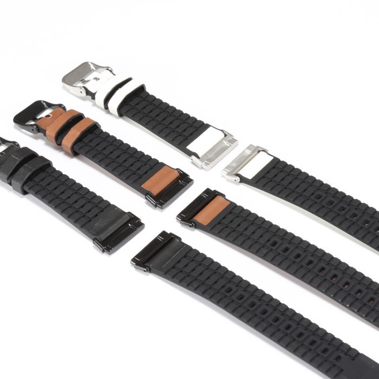 Cinturino in pelle + cinturino di ricambio in silicone, For Fitbit Versa 3