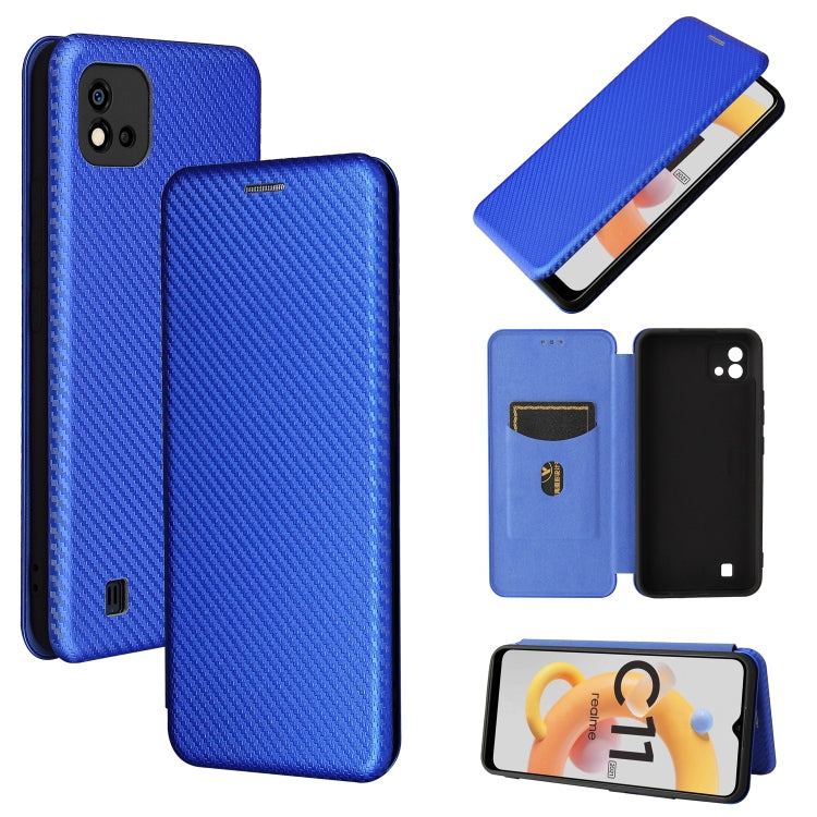 Struttura in fibra di carbonio Flip orizzontale magnetico Custodia in pelle TPU + PC + PU con slot per schede, For OPPO Realme C11 2021, For OPPO Realme C20, For OPPO Reno 5A(Japan version), For TCL 20 Pro 5G
