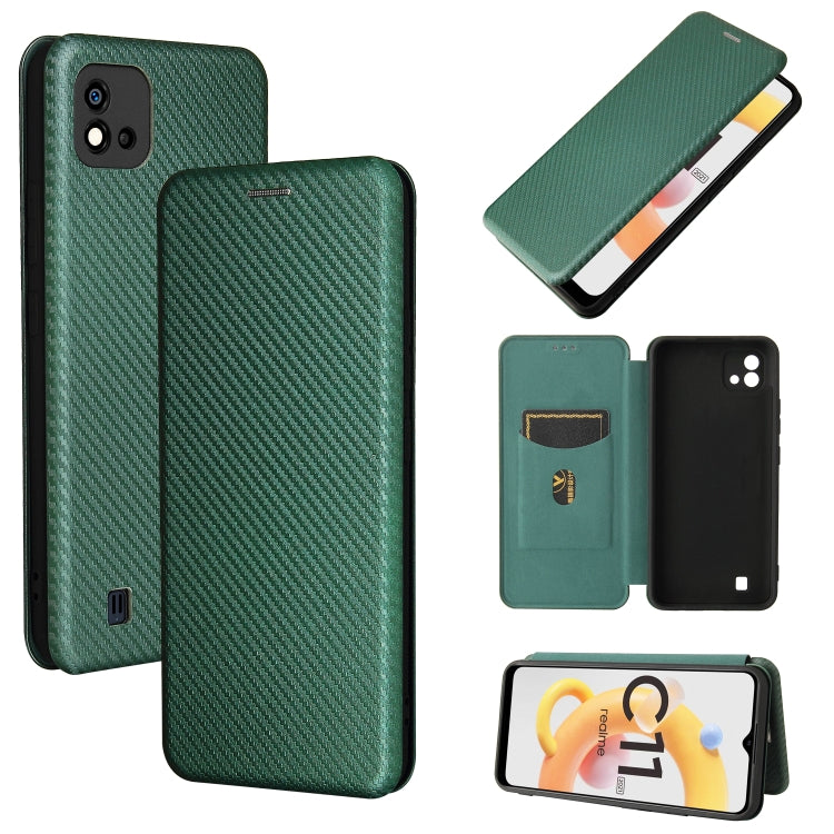 Struttura in fibra di carbonio Flip orizzontale magnetico Custodia in pelle TPU + PC + PU con slot per schede, For OPPO Realme C11 2021, For OPPO Realme C20, For OPPO Reno 5A(Japan version), For TCL 20 Pro 5G