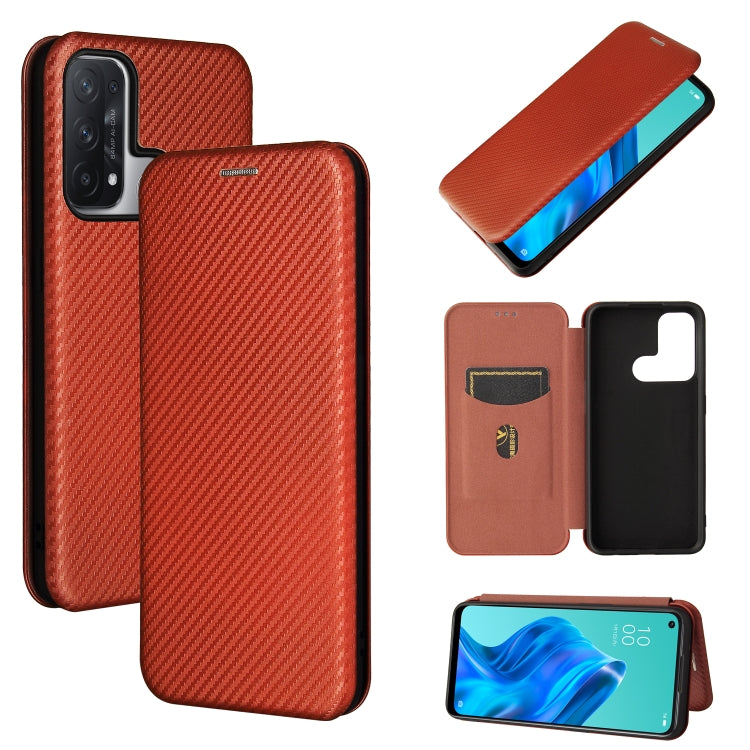 Struttura in fibra di carbonio Flip orizzontale magnetico Custodia in pelle TPU + PC + PU con slot per schede, For OPPO Realme C11 2021, For OPPO Realme C20, For OPPO Reno 5A(Japan version), For TCL 20 Pro 5G