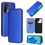 Struttura in fibra di carbonio Flip orizzontale magnetico Custodia in pelle TPU + PC + PU con slot per schede, For OPPO Realme C11 2021, For OPPO Realme C20, For OPPO Reno 5A(Japan version), For TCL 20 Pro 5G