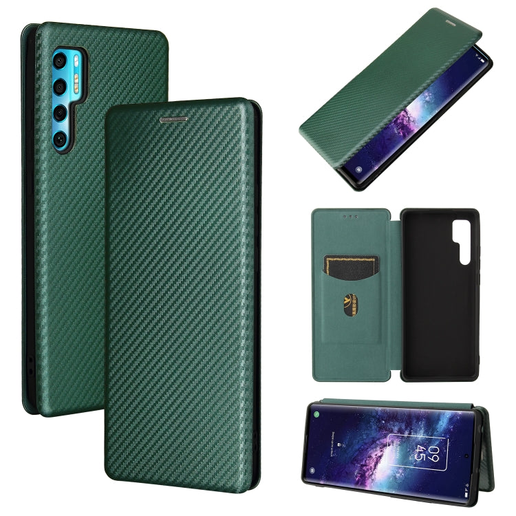 Struttura in fibra di carbonio Flip orizzontale magnetico Custodia in pelle TPU + PC + PU con slot per schede, For OPPO Realme C11 2021, For OPPO Realme C20, For OPPO Reno 5A(Japan version), For TCL 20 Pro 5G