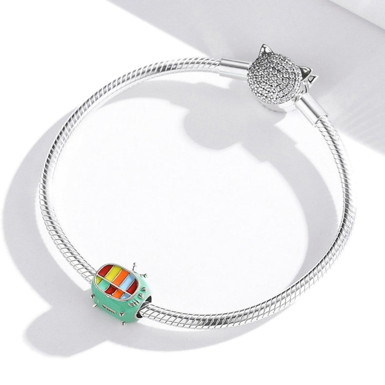 Accessori per collana braccialetto fai-da-te con mini TV a colori in argento sterling S925, Mini Color TV