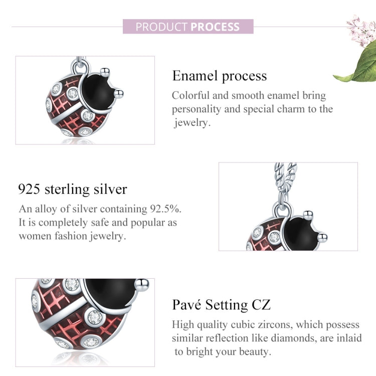 Accessori per collana braccialetto fai-da-te con ciondolo coccinella in argento sterling S925, Ladybug Pendant