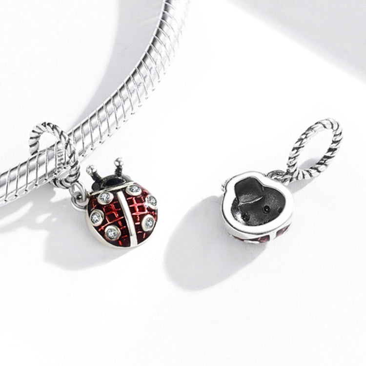 Accessori per collana braccialetto fai-da-te con ciondolo coccinella in argento sterling S925, Ladybug Pendant