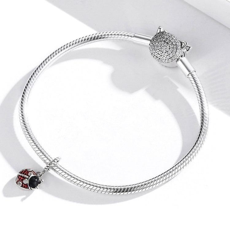 Accessori per collana braccialetto fai-da-te con ciondolo coccinella in argento sterling S925, Ladybug Pendant