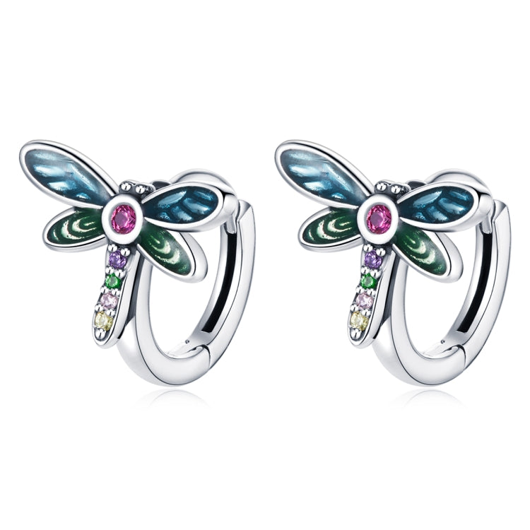 Orecchini donna a bottone libellula in argento 925