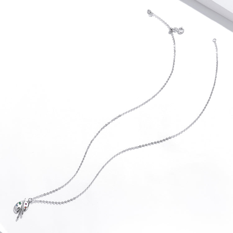 Collana da donna con pennello in argento sterling S925, Paint Brush