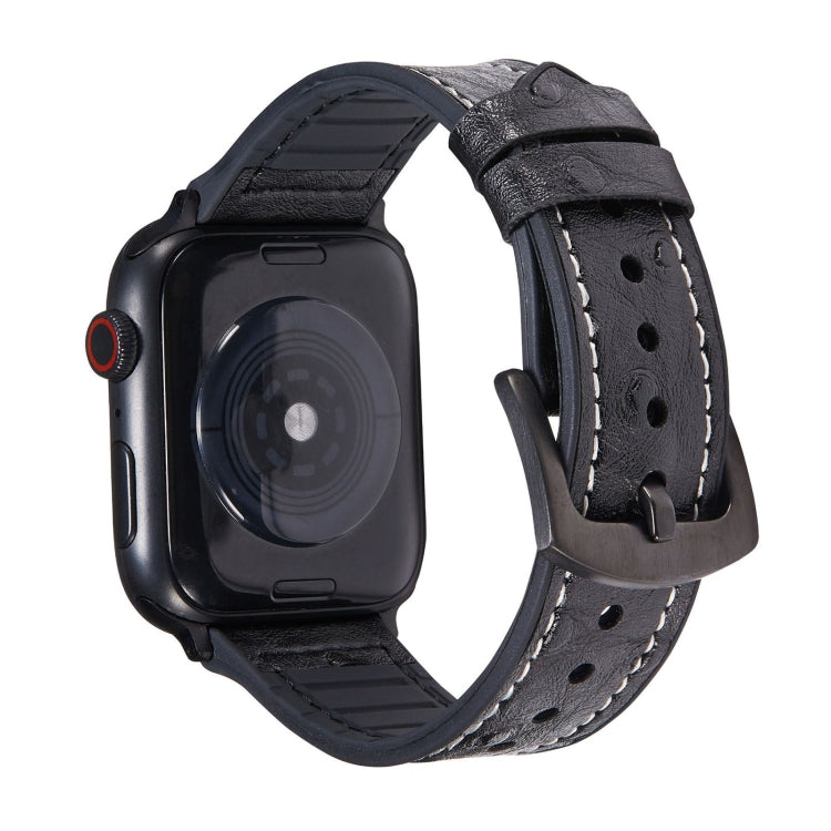 Cinturini di ricambio in pelle con texture di struzzo per la serie Apple Watch, 7 45mm / 6 & SE & 5 & 4 44mm / 3 & 2 & 1 42mm, 7 41mm / 6 & SE & 5 & 4 40mm / 3 & 2 & 1 38mm