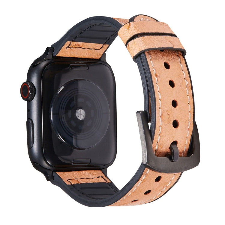 Cinturini di ricambio in pelle con texture di struzzo per la serie Apple Watch, 7 45mm / 6 & SE & 5 & 4 44mm / 3 & 2 & 1 42mm, 7 41mm / 6 & SE & 5 & 4 40mm / 3 & 2 & 1 38mm