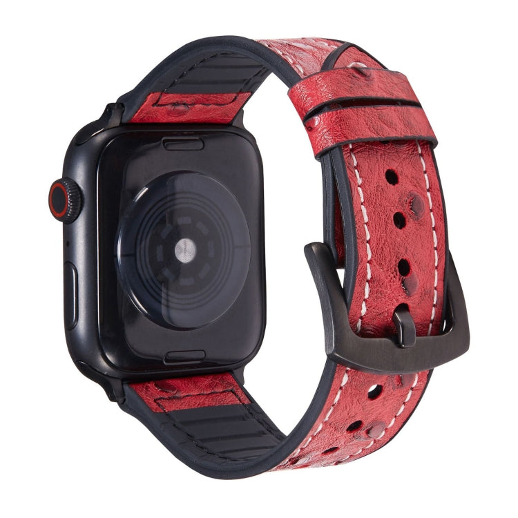Cinturini di ricambio in pelle con texture di struzzo per la serie Apple Watch, 7 45mm / 6 & SE & 5 & 4 44mm / 3 & 2 & 1 42mm, 7 41mm / 6 & SE & 5 & 4 40mm / 3 & 2 & 1 38mm
